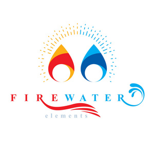 自然元素平衡概念营销设计符号用作会徽。火与水的和谐