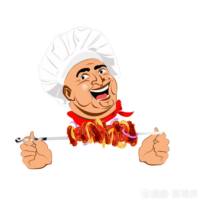 从chef.vector 图新鲜热美味烤肉串海报