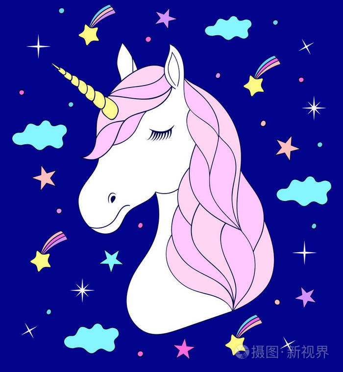 手画独角兽的头