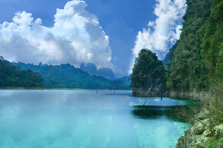 山, 湖夏天风景视图, 考索克国家公园