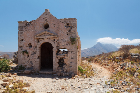 岛 gramvousa 堡垒教堂遗址
