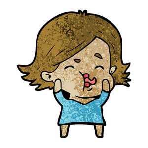 卡通女孩拉脸照片