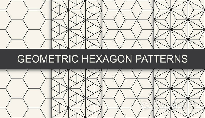 黑白几何六边形图案集插画-正版商用图片064jg7-摄图新视界