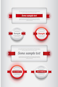 集合的白色矢量塑料徽章红丝带横幅