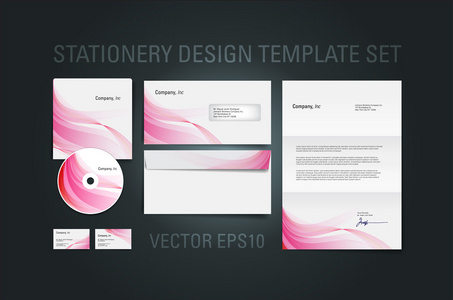 粉红色矢量信纸设计模板集