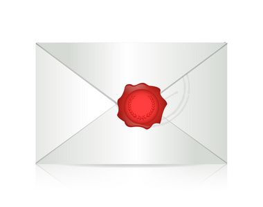 邮件图标和蜡密封的插图设计