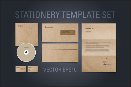 矢量棕色纸信纸设计模板集图片