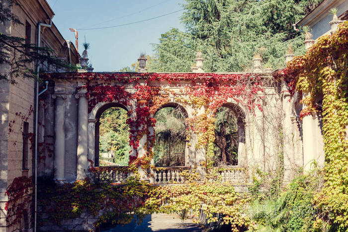 忠尼启那疗养院, 索契, 新俄罗斯风格, 新古典主义, 建筑, 废弃建筑