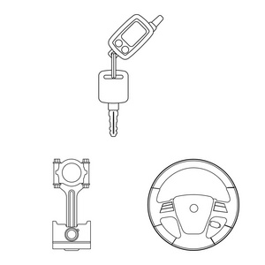 自动和部件符号的矢量说明。股票汽车和汽车矢量图标的采集