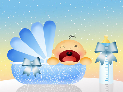 摇篮车婴儿在摇篮车照片