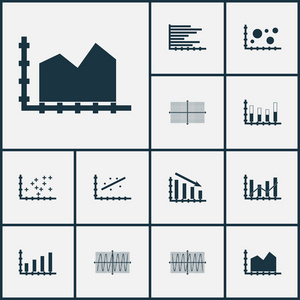 图形 图表和统计图标集。保费质量的符号集合。图标可以用于 Web 应用程序和用户界面设计