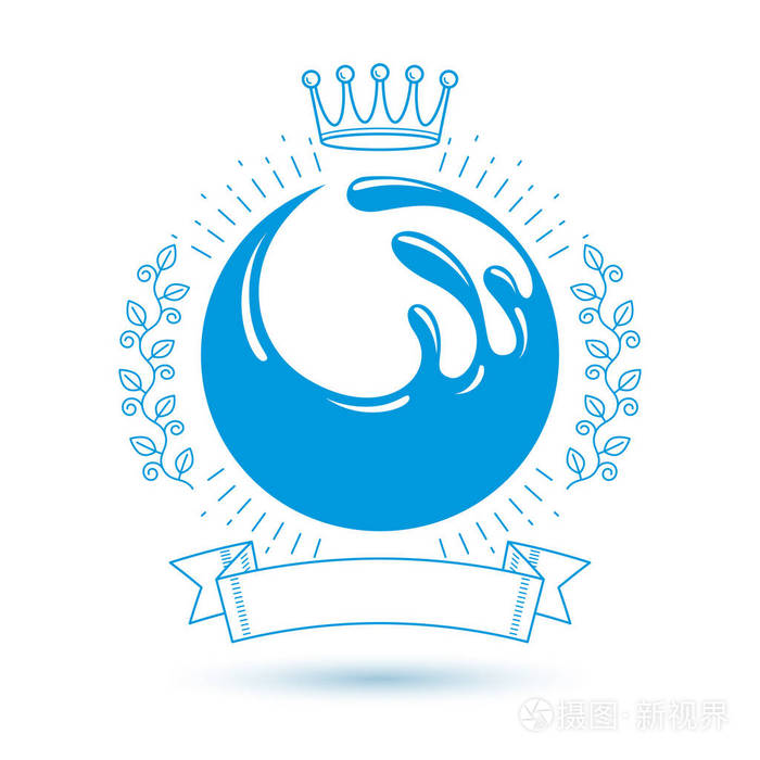 海洋清新主题矢量符号, 用于 spa 和度假村组织.矿泉水广告.环保理念