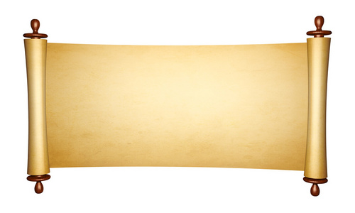 复古卷的羊皮纸在木头上卷羊皮纸旧羊皮卷在白色的羊皮纸卷轴纸3d 的