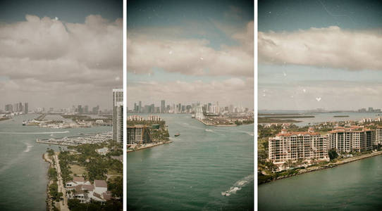 迈阿密海滩和城市天际线从南尖角, 鸟瞰图