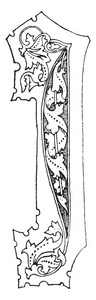 在哥特式线画, 复古线图画或雕刻例证的字母 i