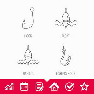 钓鱼钩和浮动图标