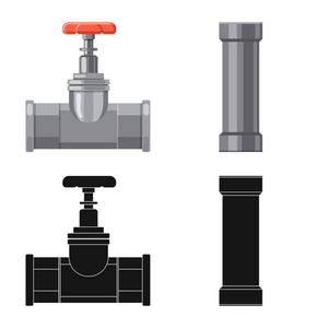 管子和管子符号的向量例证。库存管道和管道矢量图标集