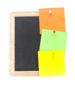 小木制空白黑板与隔离对 whi 的多彩笔记