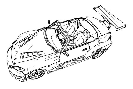 跑车手绘线型图形中的股票插图