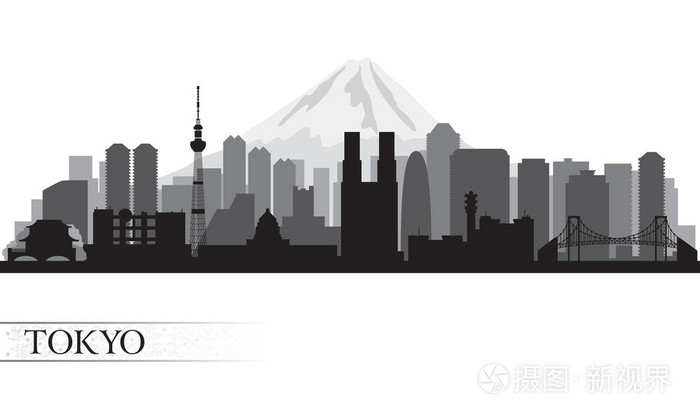 东京的城市天际线轮廓插画-正版商用图片065op7-摄图新视界
