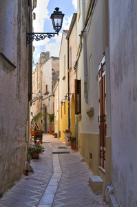 小巷。presicce。普利亚大区。意大利