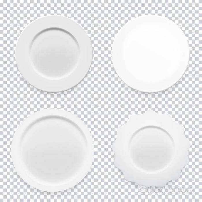 空白白色圆板集合设置在透明背景为您的设计.矢量插图插画-正版商用图