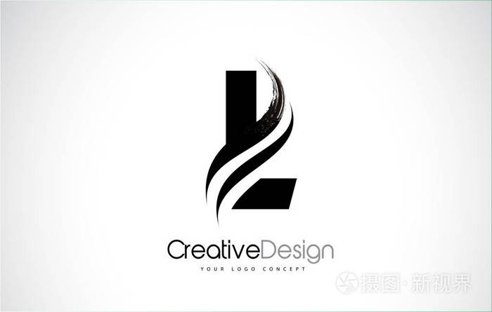 l 字母设计画笔描边