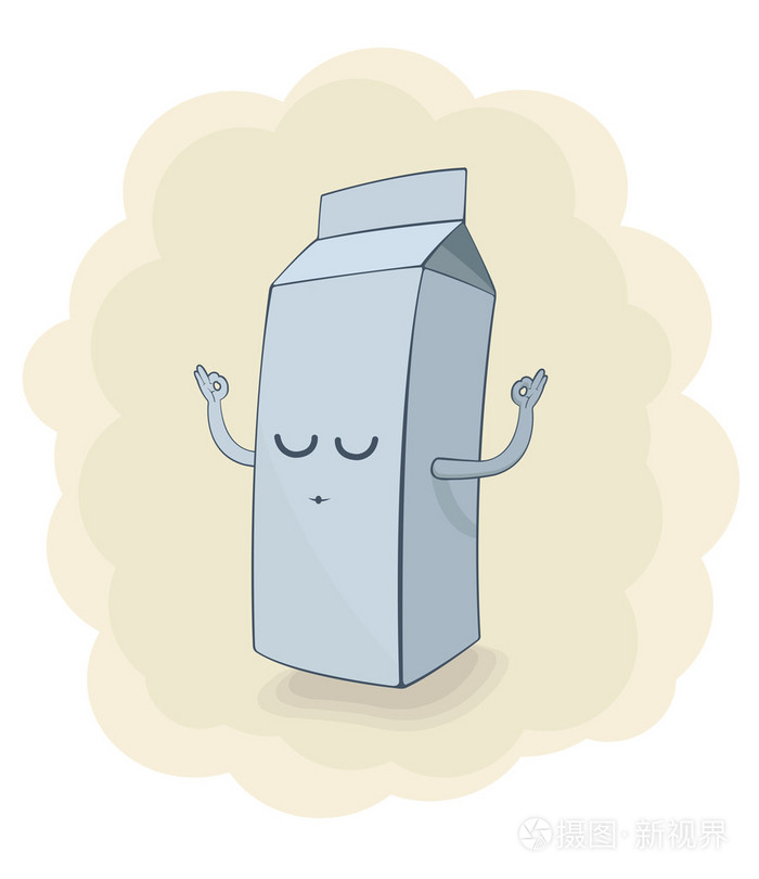 矢量插画的牛奶盒子做瑜伽
