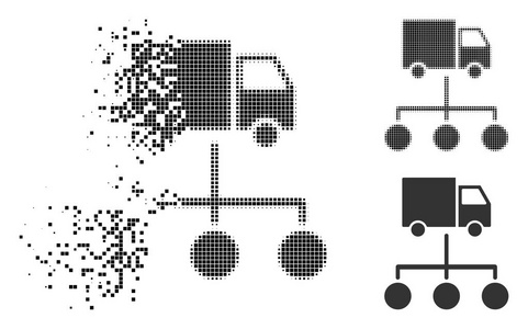 损坏的像素半色调货车分配方案图标