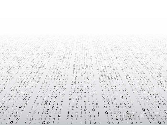 抽象透视二进制代码在灰色背景矩阵技术概念