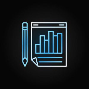 带铅笔矢量彩色线图标的业务报告