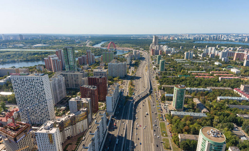 莫斯科从鸟瞰图, 俄罗斯。航空摄影