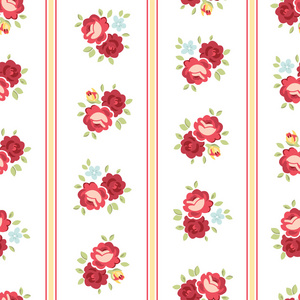 无缝破旧别致的启发的玫瑰花纹图案，矢量背景