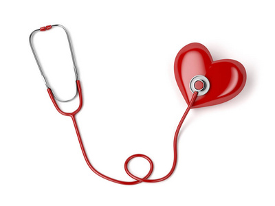 带有听诊器和红色心脏的概念图像