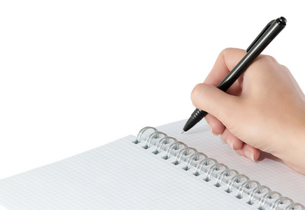 用圆珠笔特写写手照片