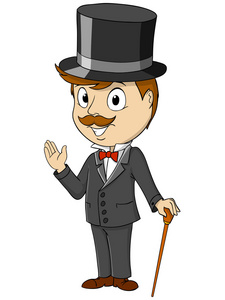 卡通快乐绅士与棍子照片