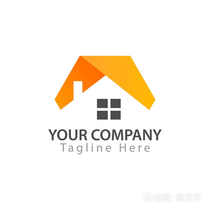 抽象房子标志-桔子房子.徽标矢量插图