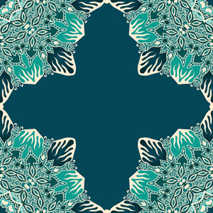 invintation 卡带有蓝色背景上的花卉装饰角