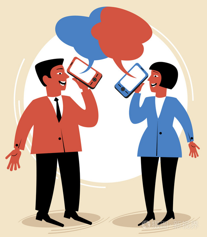 通过移动电话的人说话插画-正版商用图片066to8-摄图新视界