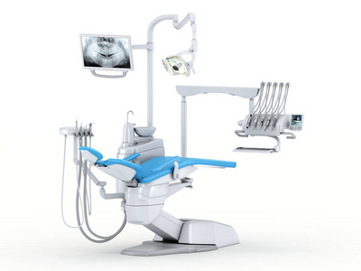 3d. 在白色背景下渲染现代牙科椅