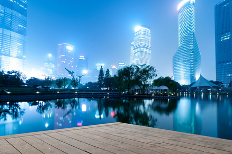 夜景上海金融中心区