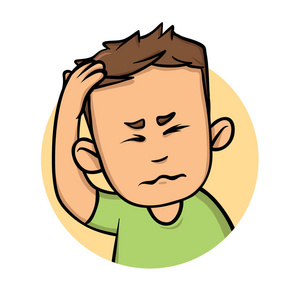 下一个图标一个头疼的年轻人, 他手牵着他的头.平面设计图标.