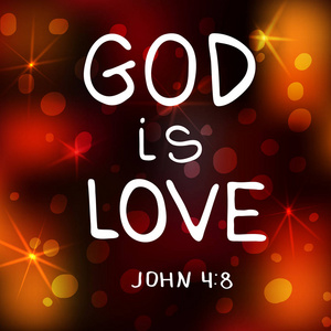 上帝是爱.圣经刻字.毛笔书法照片