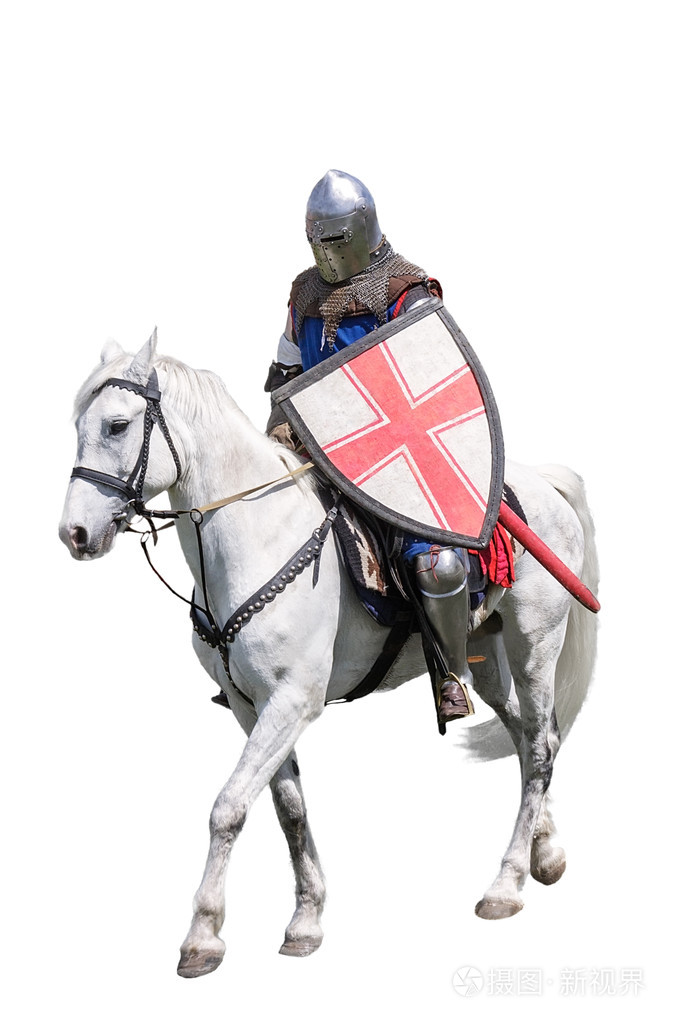 白色战马的装甲的骑士