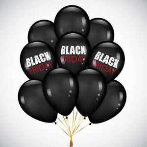 黑色星期五销售海报与现实的束黑色气球
