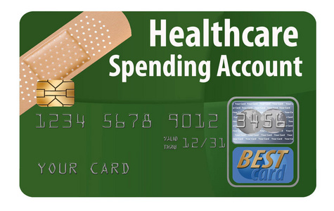 这是一个通用的 Hsa 医疗支出帐户借记卡。这是一个例证, 是关于医疗保险和医疗保健