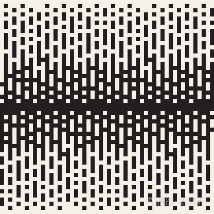 矢量无缝不规则线。半色调黑白过渡。抽象新潮的几何背景图案