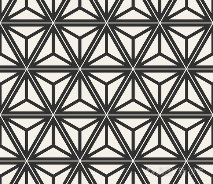 矢量无缝线图案.现代时尚的三角形纹理.从带区元素重复几何图块