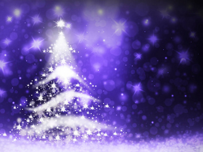 由星星构成的圣诞树灯背景蓝色雪插图