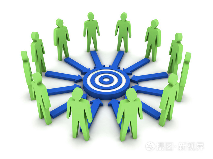 群3d 人一个共同的目标而努力.概念图
